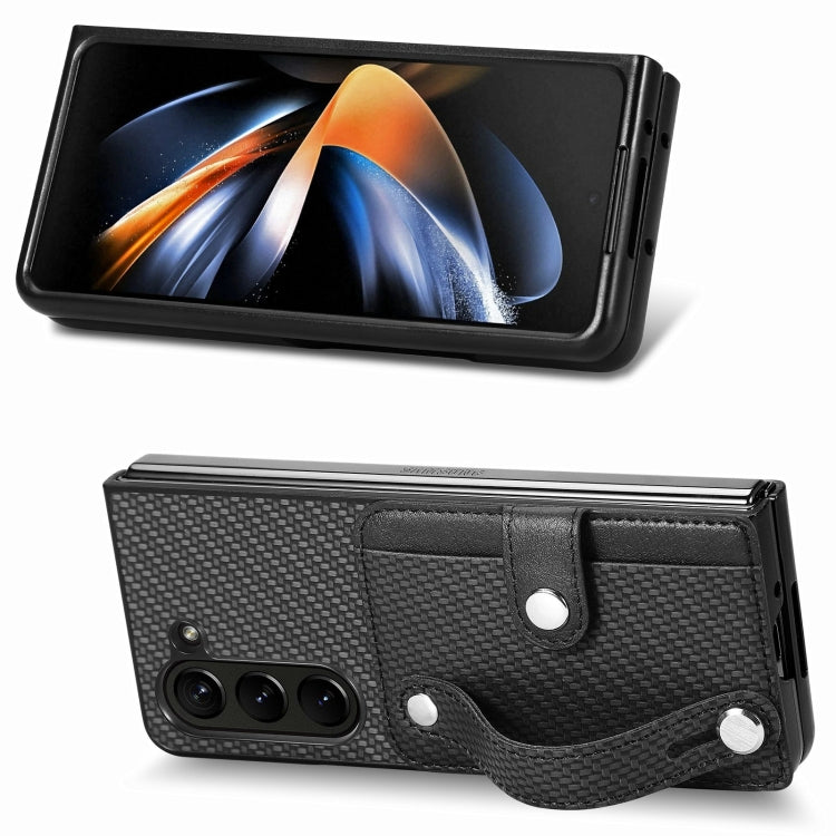 For Samsung Galaxy Z Fold6 Wristband Kickstand Card Wallet Back Cover Phone Case