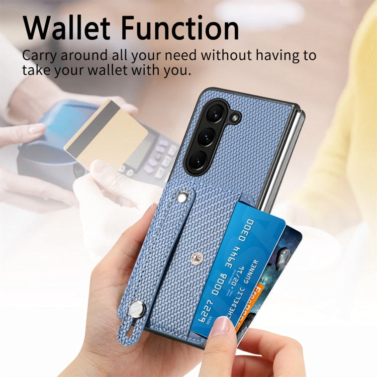 For Samsung Galaxy Z Fold6 Wristband Kickstand Card Wallet Back Cover Phone Case