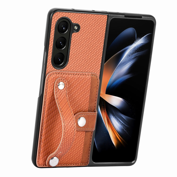 For Samsung Galaxy Z Fold6 Wristband Kickstand Card Wallet Back Cover Phone Case