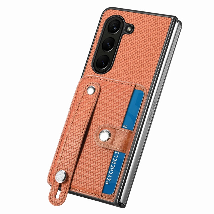 For Samsung Galaxy Z Fold6 Wristband Kickstand Card Wallet Back Cover Phone Case
