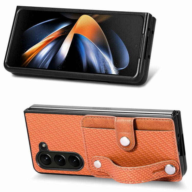 For Samsung Galaxy Z Fold6 Wristband Kickstand Card Wallet Back Cover Phone Case