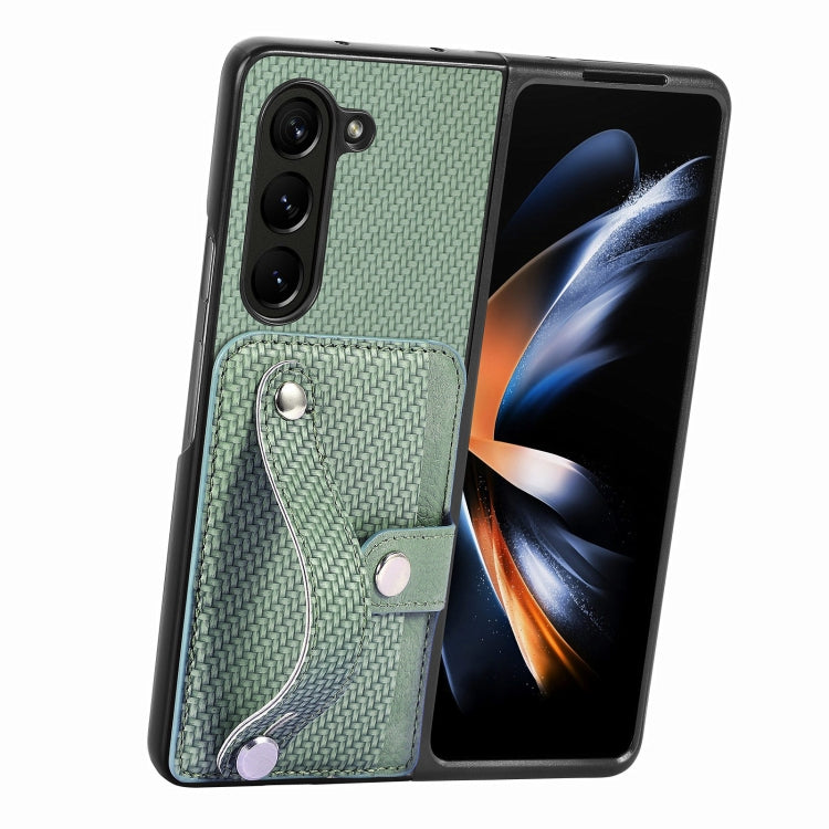 For Samsung Galaxy Z Fold6 Wristband Kickstand Card Wallet Back Cover Phone Case