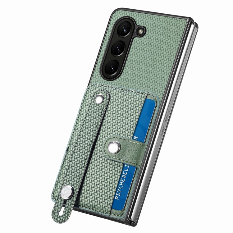 For Samsung Galaxy Z Fold6 Wristband Kickstand Card Wallet Back Cover Phone Case