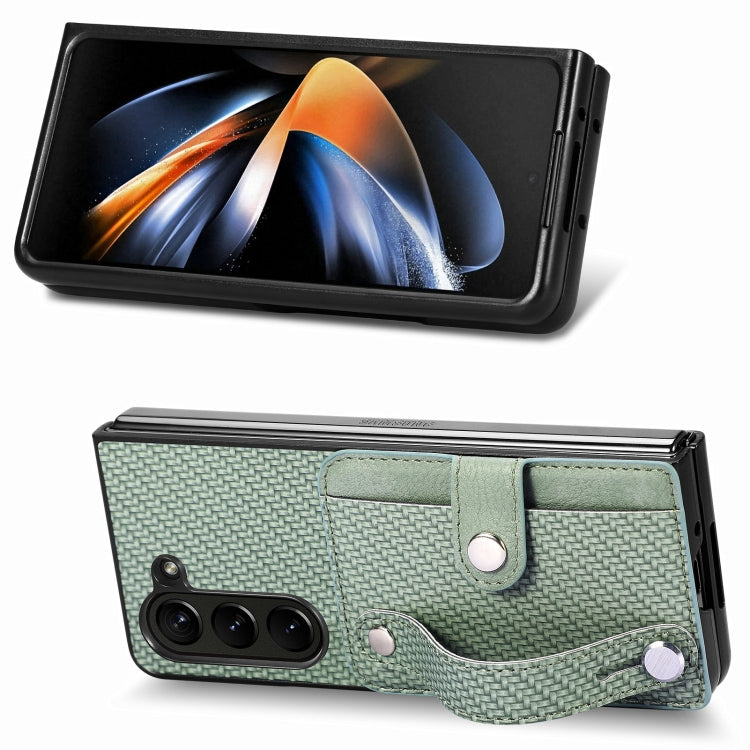 For Samsung Galaxy Z Fold6 Wristband Kickstand Card Wallet Back Cover Phone Case