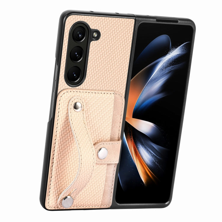 For Samsung Galaxy Z Fold6 Wristband Kickstand Card Wallet Back Cover Phone Case
