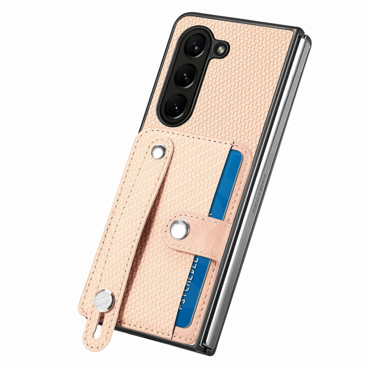 For Samsung Galaxy Z Fold6 Wristband Kickstand Card Wallet Back Cover Phone Case