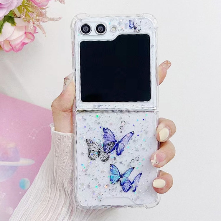 For Samsung Galaxy Z Flip7 FE / Flip6 Love Epoxy Glitter Sequins Butterfly TPU Phone Case