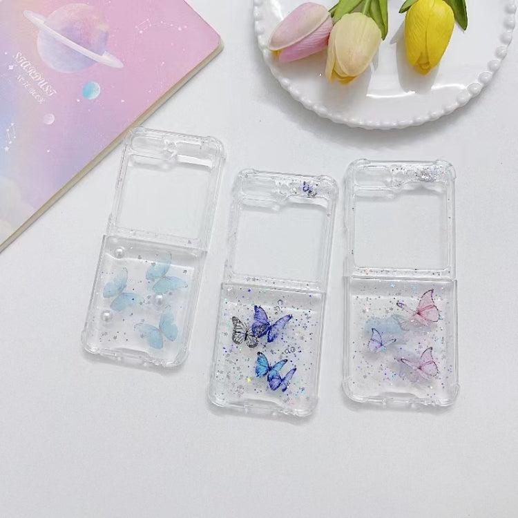 For Samsung Galaxy Z Flip7 FE / Flip6 Love Epoxy Glitter Sequins Butterfly TPU Phone Case