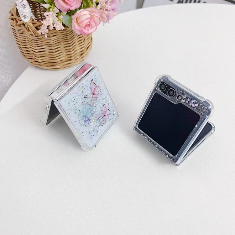 For Samsung Galaxy Z Flip7 FE / Flip6 Love Epoxy Glitter Sequins Butterfly TPU Phone Case