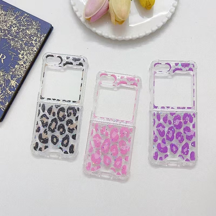 For Samsung Galaxy Z Flip7 FE / Flip6 Leopard Glitter Sequins TPU Phone Case