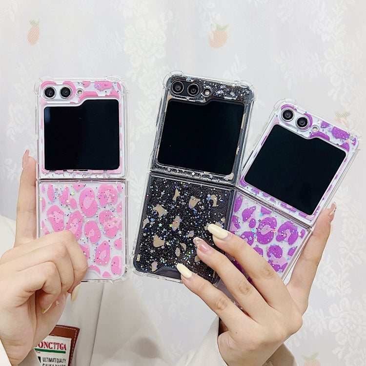 For Samsung Galaxy Z Flip7 FE / Flip6 Leopard Glitter Sequins TPU Phone Case