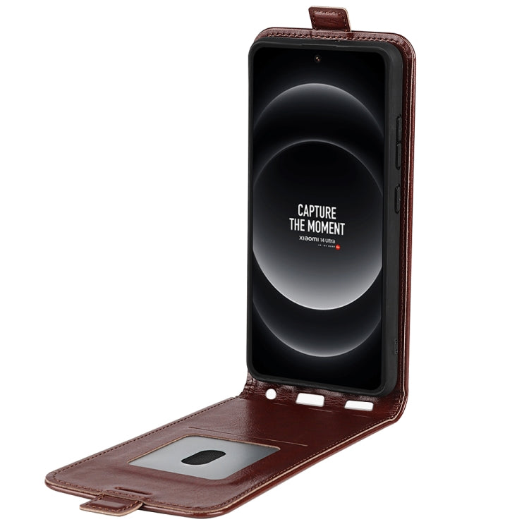 For Xiaomi 14 Ultra R64 Texture Vertical Flip Leather Phone Case