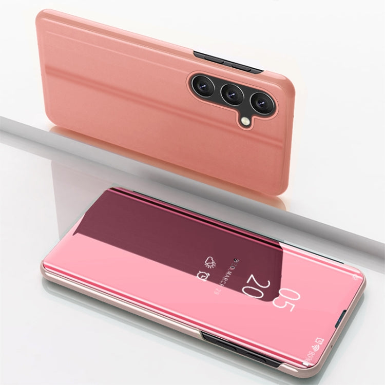 For Galaxy S25 5G Plated Mirror Horizontal Flip Leather Phone Case with Holder