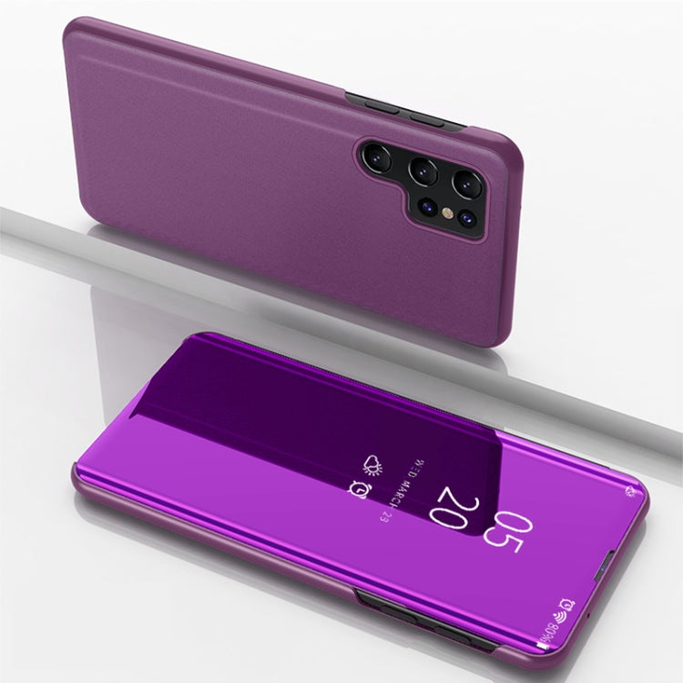 For Galaxy S25 Ultra 5G Plated Mirror Horizontal Flip Leather Phone Case with Holder