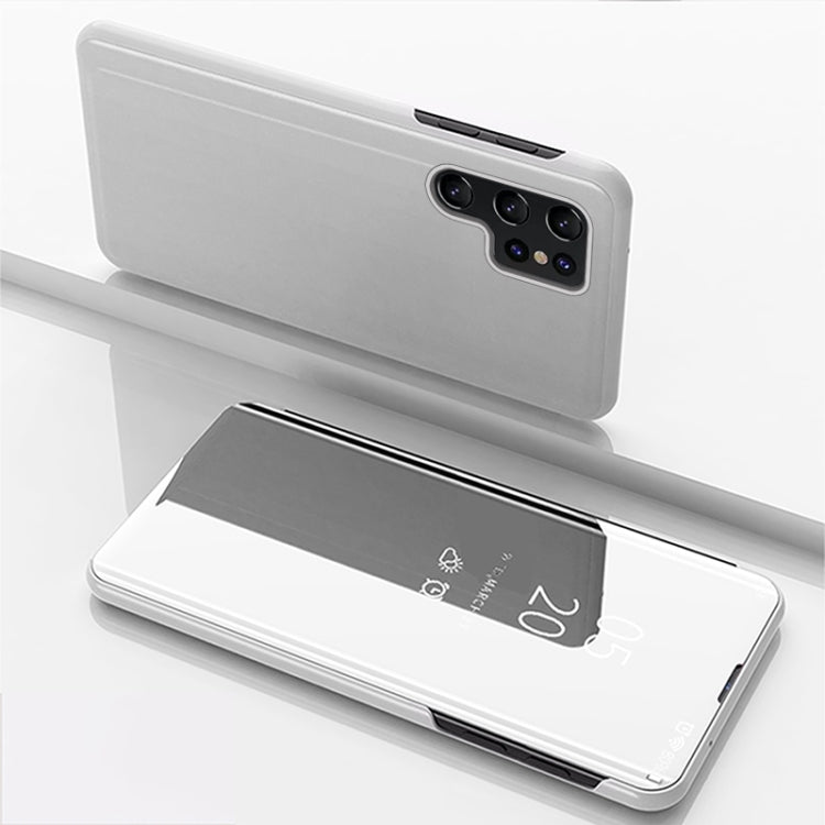 For Galaxy S25 Ultra 5G Plated Mirror Horizontal Flip Leather Phone Case with Holder