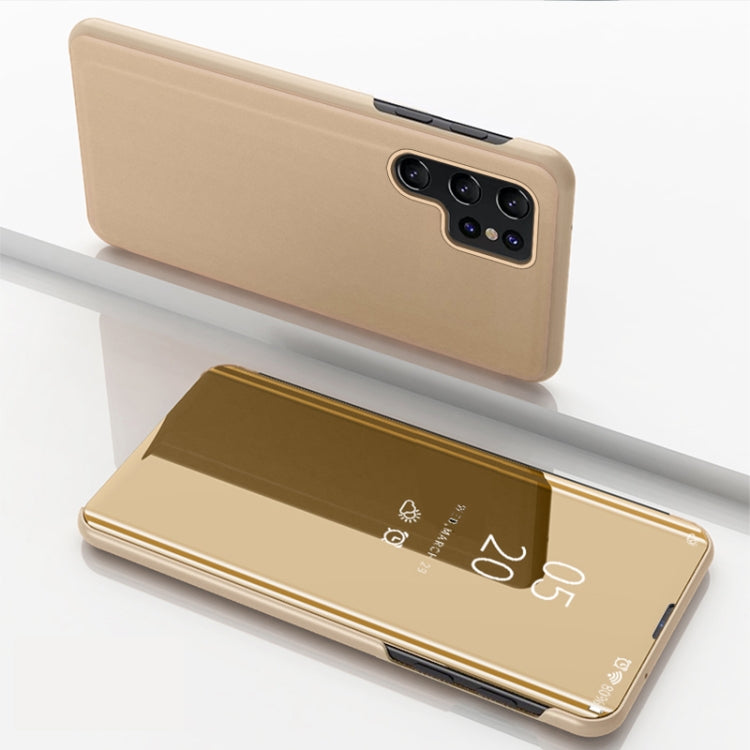 For Galaxy S25 Ultra 5G Plated Mirror Horizontal Flip Leather Phone Case with Holder