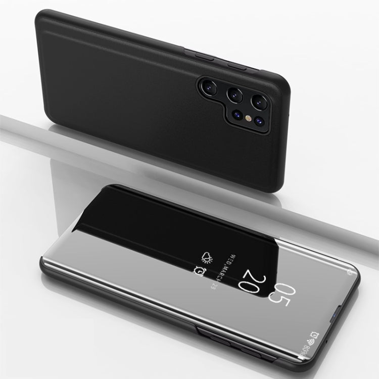For Galaxy S25 Ultra 5G Plated Mirror Horizontal Flip Leather Phone Case with Holder