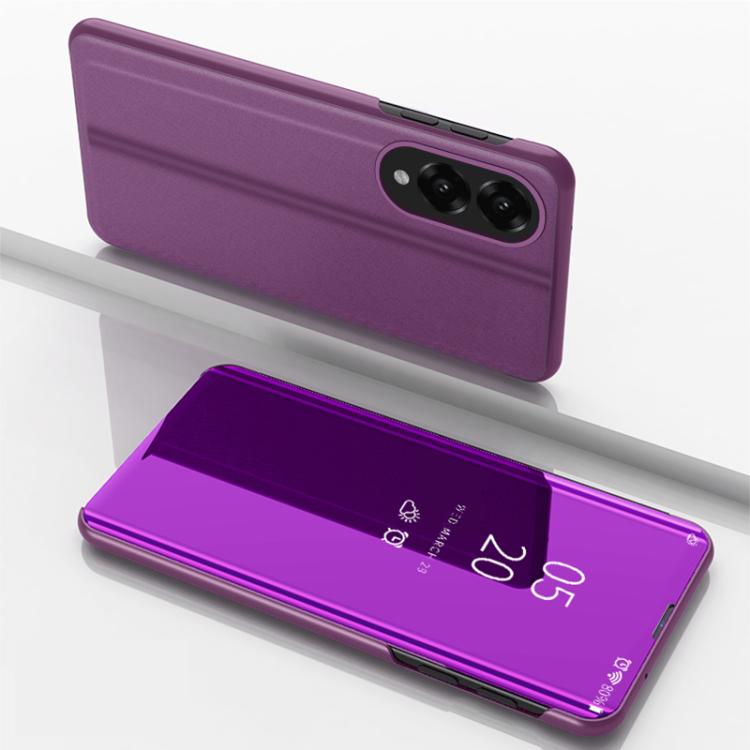 For Galaxy S25 Edge 5G Plated Mirror Horizontal Flip Leather Phone Case with Holder
