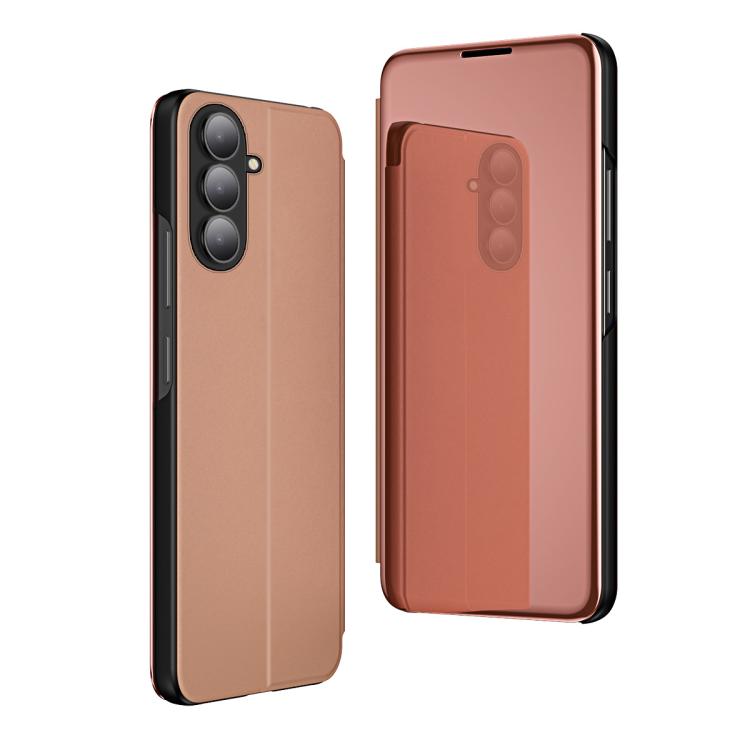 For Galaxy A27 5G Plated Mirror Horizontal Flip Leather Phone Case with Holder