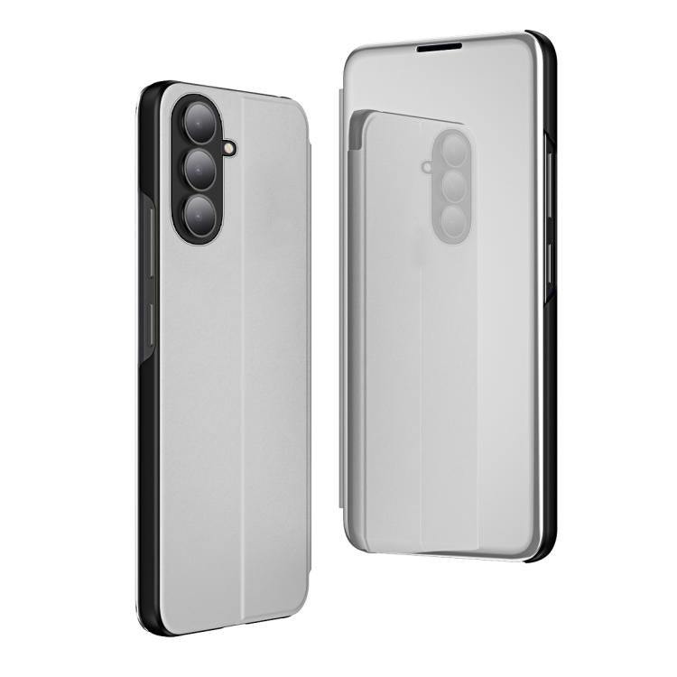 For Galaxy A27 5G Plated Mirror Horizontal Flip Leather Phone Case with Holder