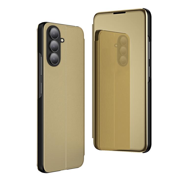For Galaxy A27 5G Plated Mirror Horizontal Flip Leather Phone Case with Holder