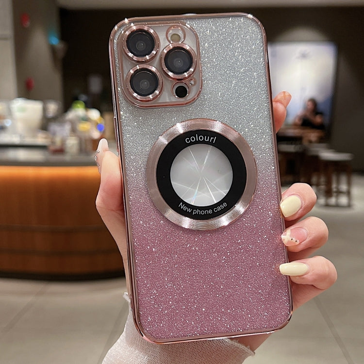 For iPhone 16 Pro Max Gradient Glitter Electroplating MagSafe TPU Phone Case