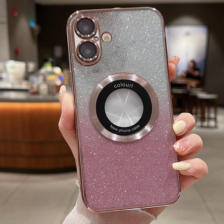 For iPhone 17 Gradient Glitter Electroplating MagSafe TPU Phone Case