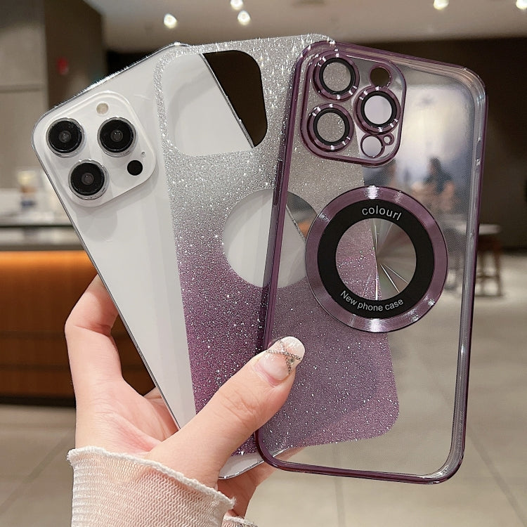 For iPhone 16 Plus Gradient Glitter Electroplating MagSafe TPU Phone Case