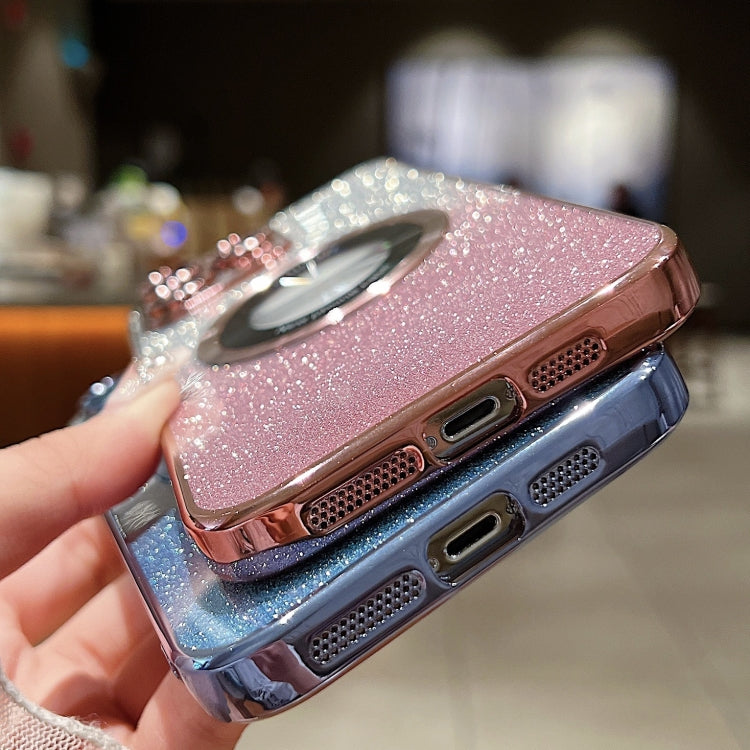 For iPhone 16 Plus Gradient Glitter Electroplating MagSafe TPU Phone Case