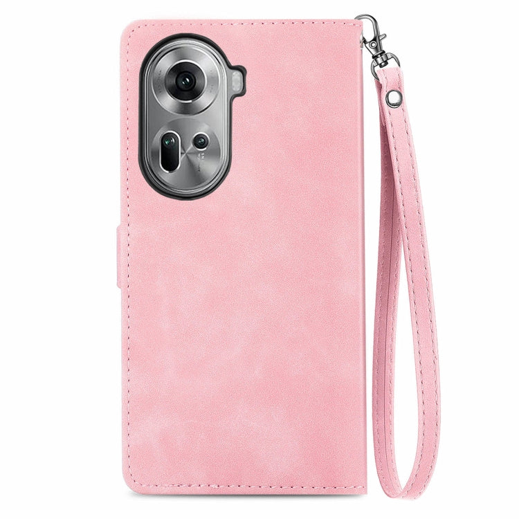 For OPPO Reno11 5G EU Embossed Flower Zipper Leather Phone Case