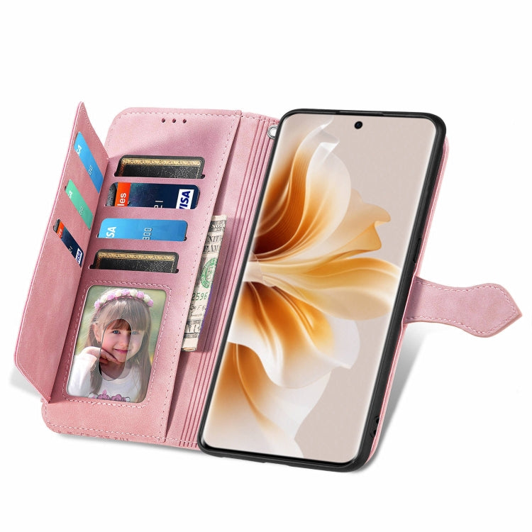 For OPPO Reno11 5G EU Embossed Flower Zipper Leather Phone Case