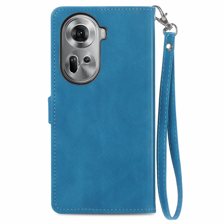 For OPPO Reno11 5G EU Embossed Flower Zipper Leather Phone Case