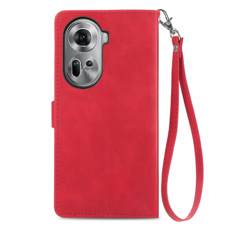 For OPPO Reno11 5G EU Embossed Flower Zipper Leather Phone Case