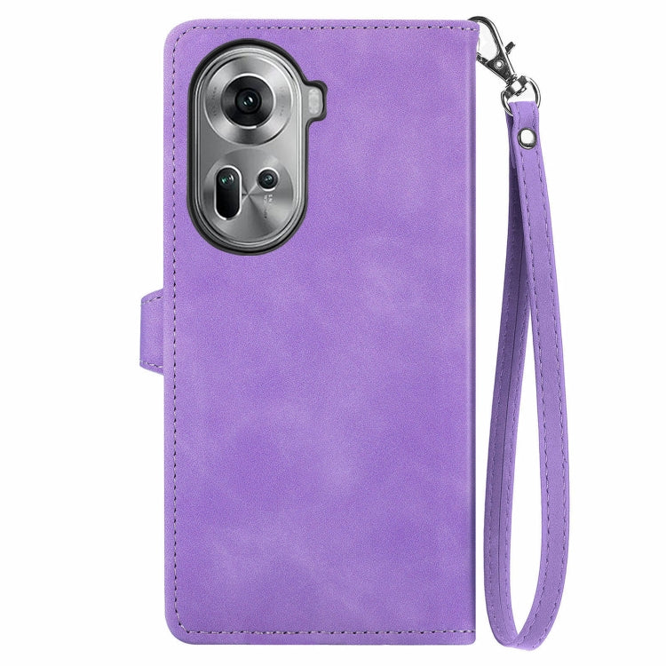 For OPPO Reno11 5G EU Embossed Flower Zipper Leather Phone Case