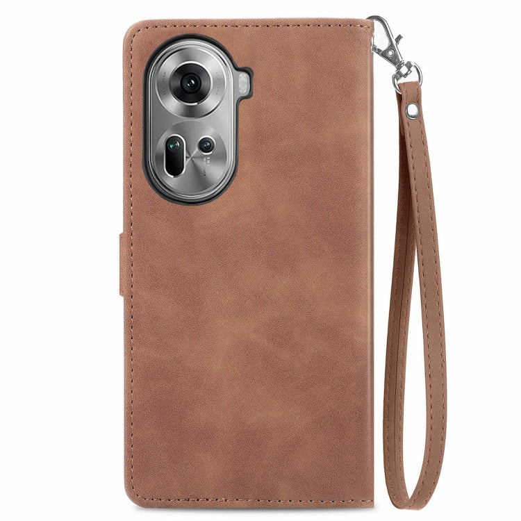 For OPPO Reno11 5G EU Embossed Flower Zipper Leather Phone Case