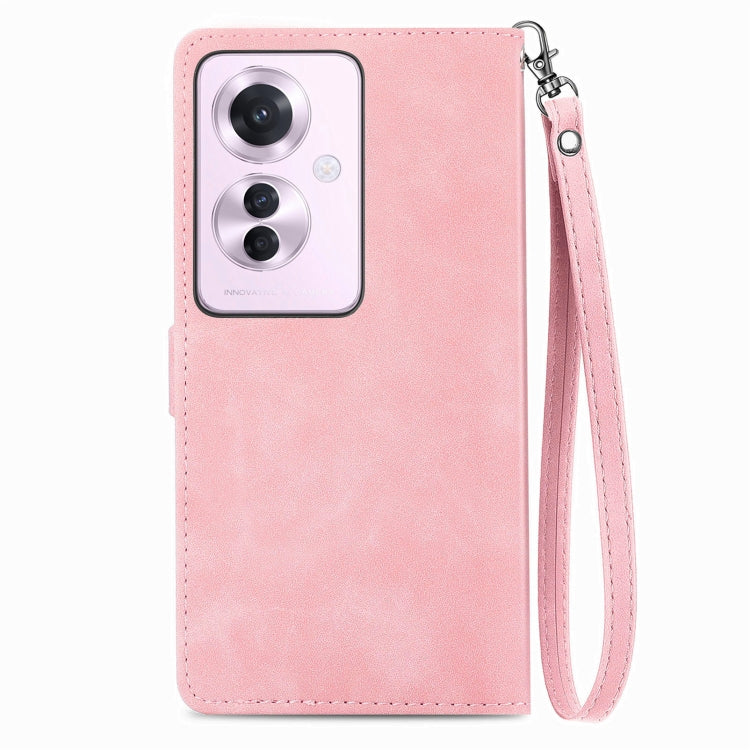 For OPPO Reno11 F 5G Embossed Flower Zipper Leather Phone Case