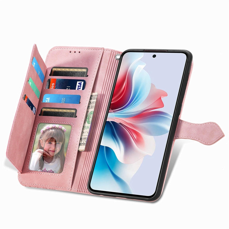 For OPPO Reno11 F 5G Embossed Flower Zipper Leather Phone Case