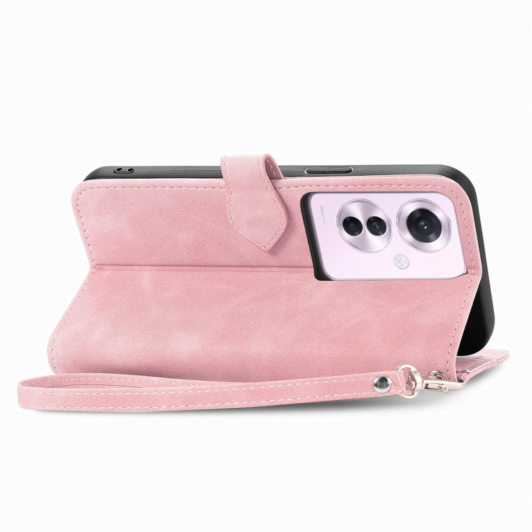 For OPPO Reno11 F 5G Embossed Flower Zipper Leather Phone Case