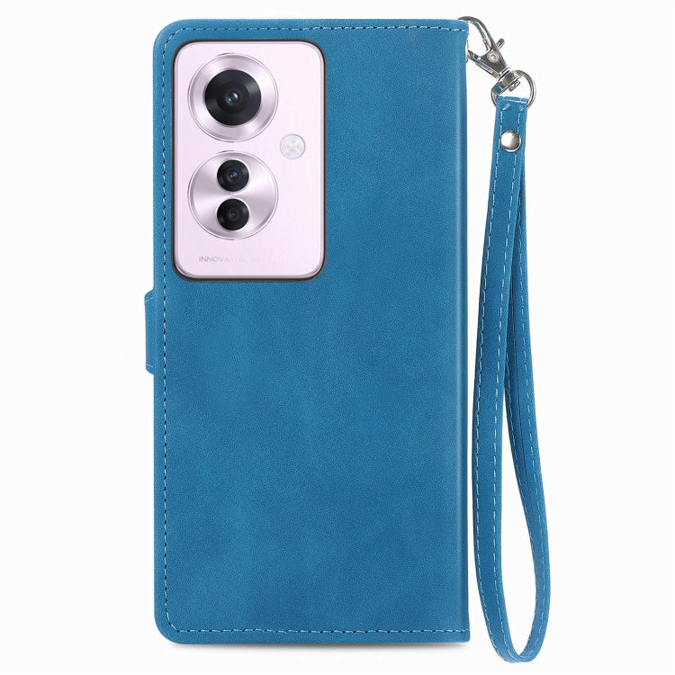For OPPO Reno11 F 5G Embossed Flower Zipper Leather Phone Case