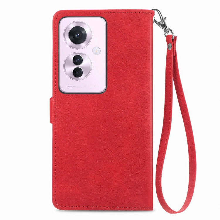 For OPPO Reno11 F 5G Embossed Flower Zipper Leather Phone Case