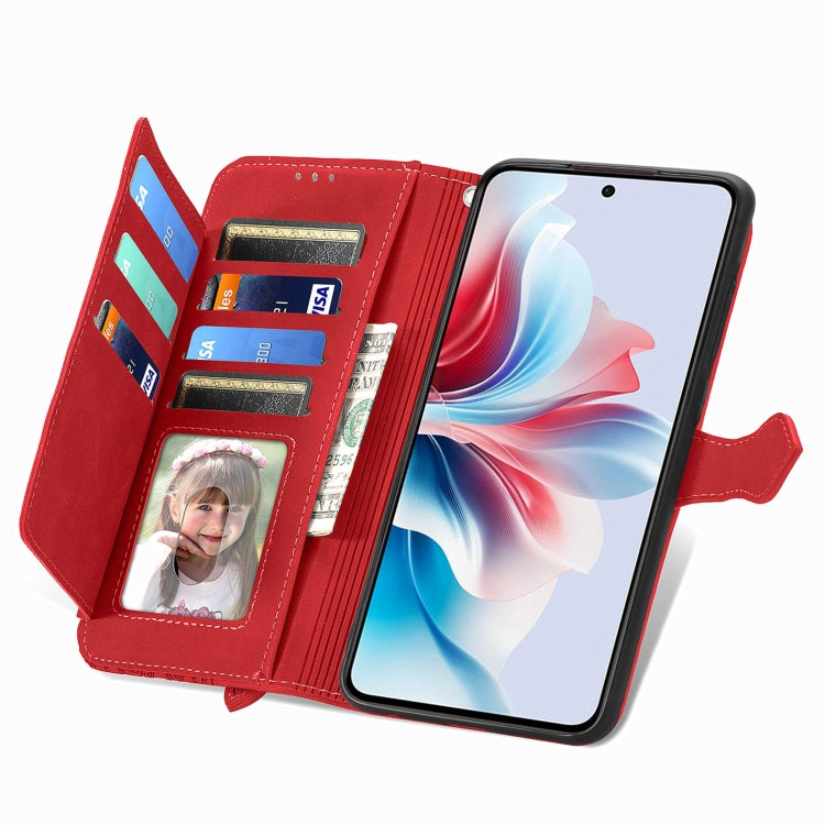For OPPO Reno11 F 5G Embossed Flower Zipper Leather Phone Case