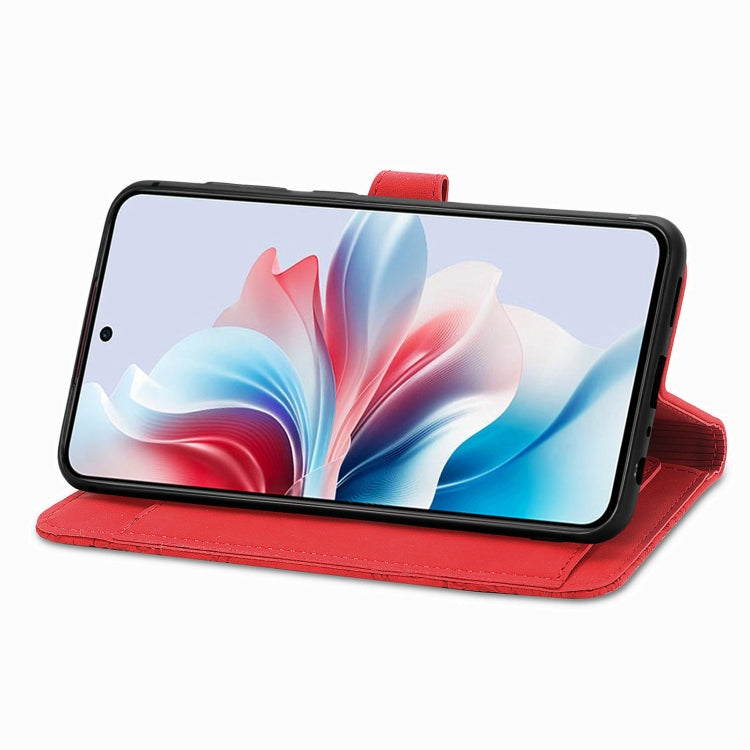For OPPO Reno11 F 5G Embossed Flower Zipper Leather Phone Case