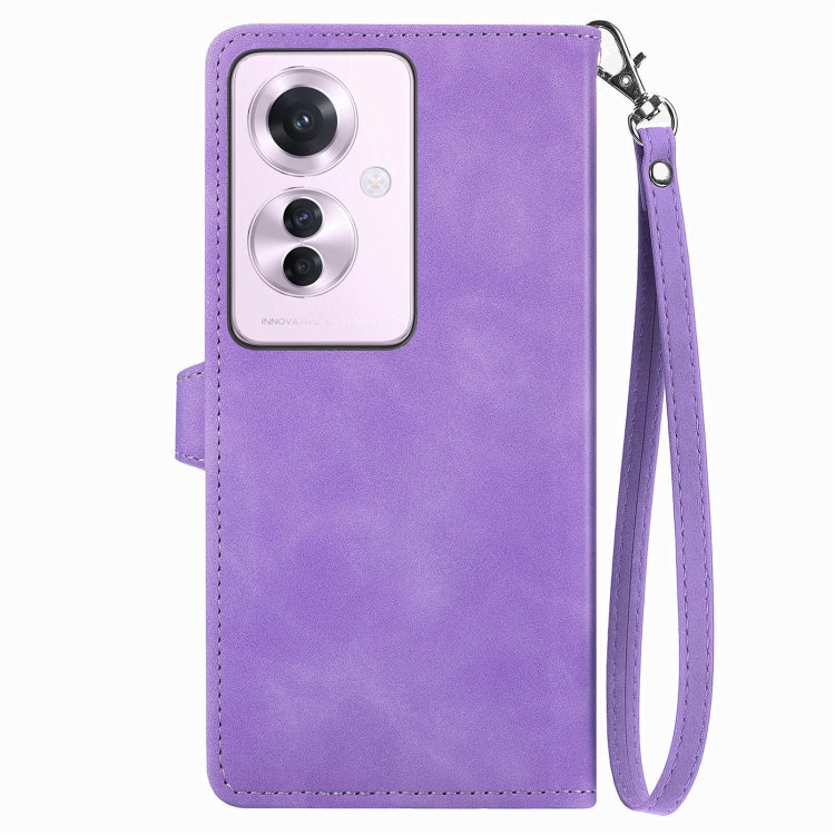 For OPPO Reno11 F 5G Embossed Flower Zipper Leather Phone Case