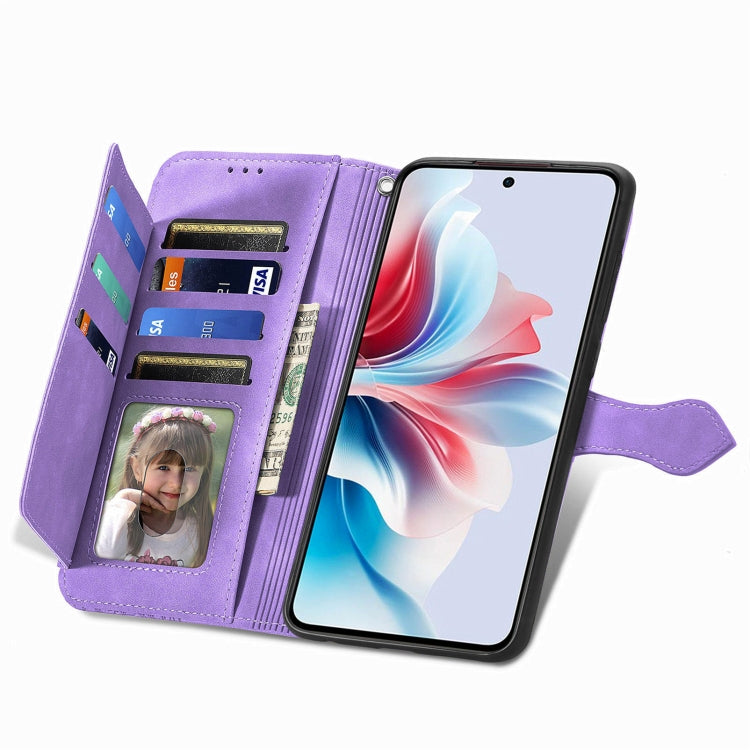 For OPPO Reno11 F 5G Embossed Flower Zipper Leather Phone Case