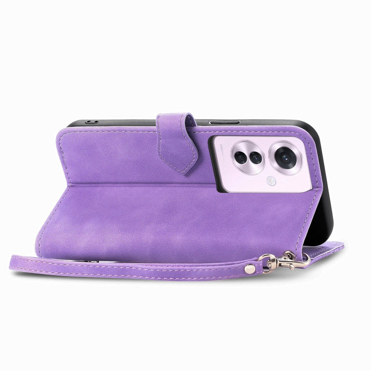 For OPPO Reno11 F 5G Embossed Flower Zipper Leather Phone Case