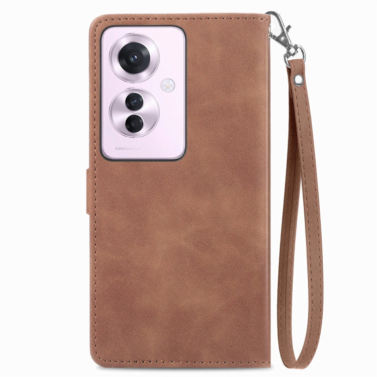 For OPPO Reno11 F 5G Embossed Flower Zipper Leather Phone Case