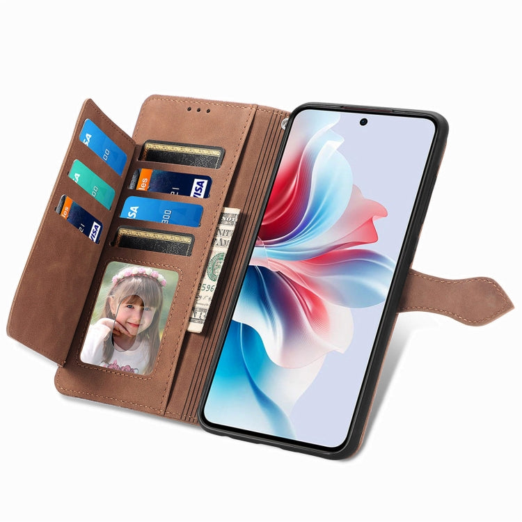 For OPPO Reno11 F 5G Embossed Flower Zipper Leather Phone Case