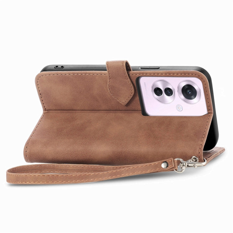 For OPPO Reno11 F 5G Embossed Flower Zipper Leather Phone Case