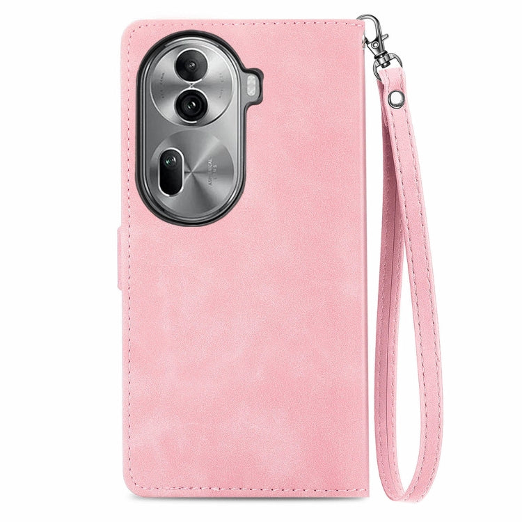 For OPPO Reno11 Pro 5G Embossed Flower Zipper Leather Phone Case