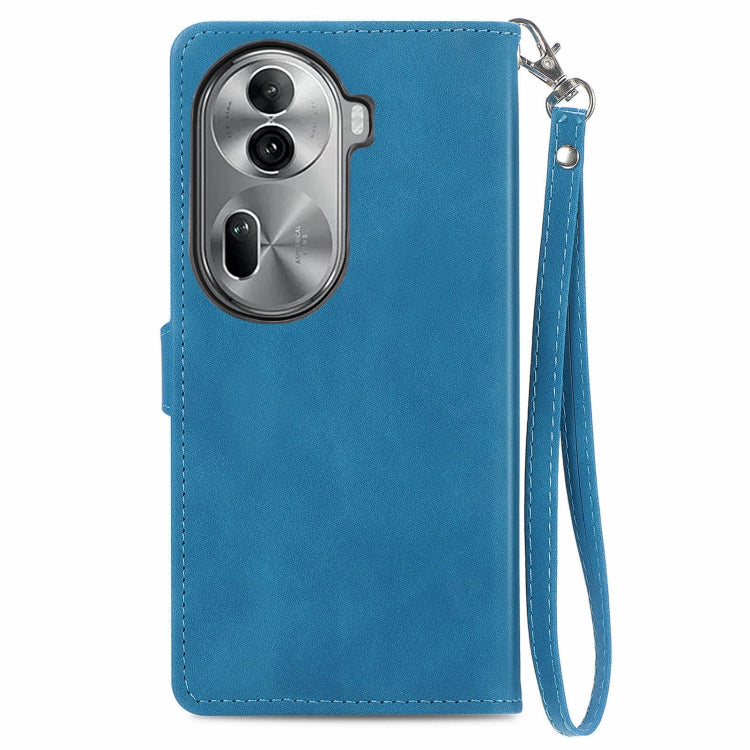 For OPPO Reno11 Pro 5G Embossed Flower Zipper Leather Phone Case